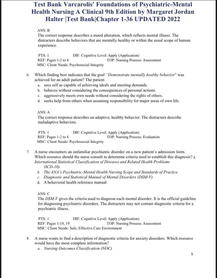 Varcarolis' Foundations of Psychiatric-Mental Health Nursing A Clinical 9th Edition by Margaret Jordan Halter - Test Bank