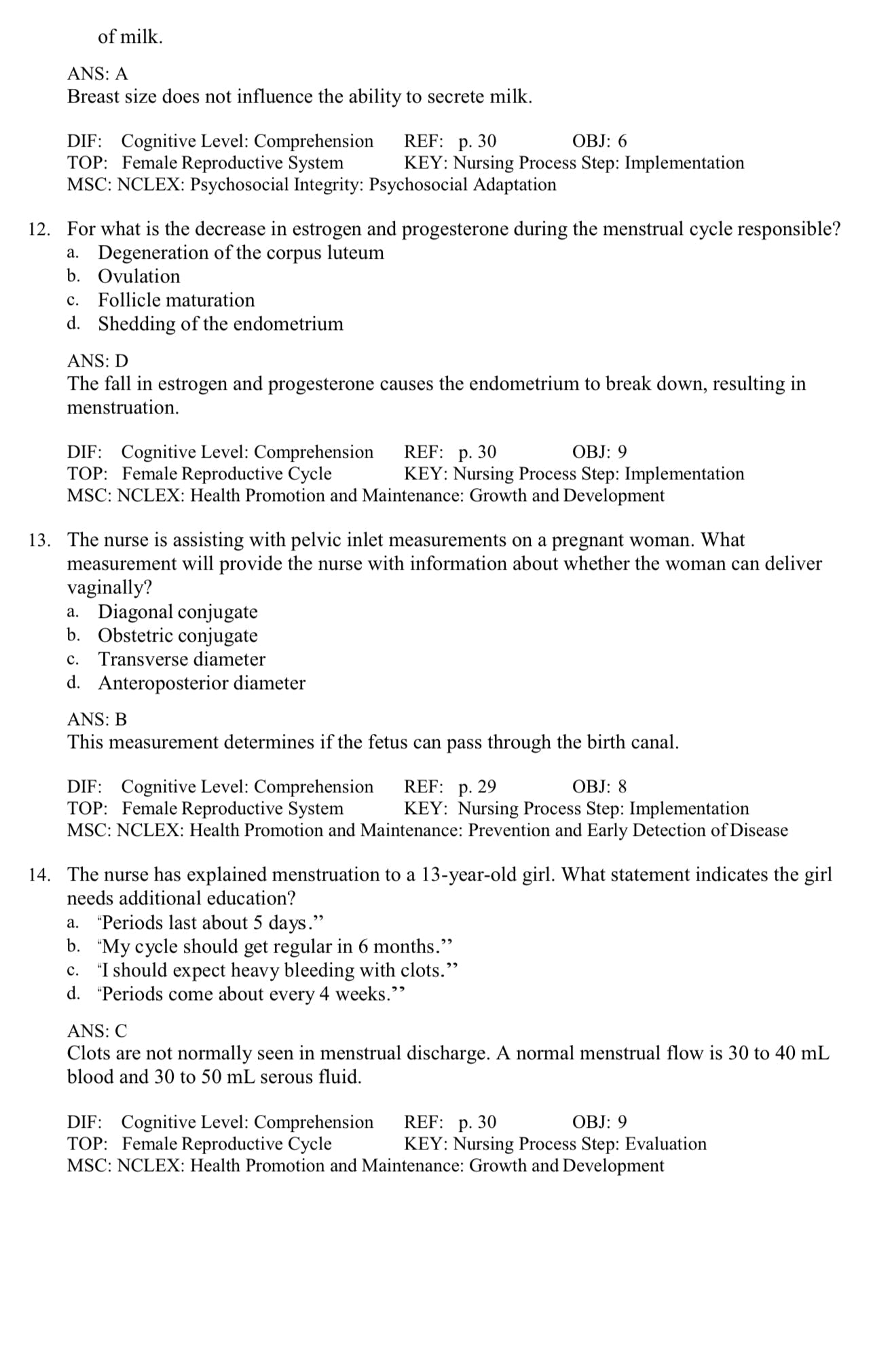 Introduction to Maternity and Pediatric Nursing 9th Edition Leifer - Test Bank